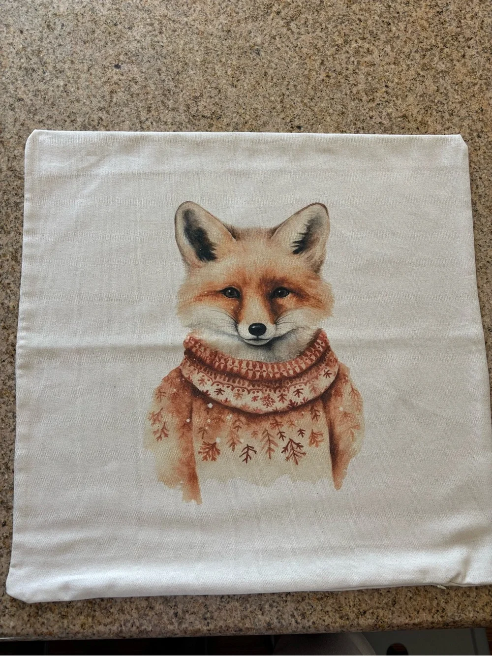 Fox Holiday Throw Pillow - Cream and Rust